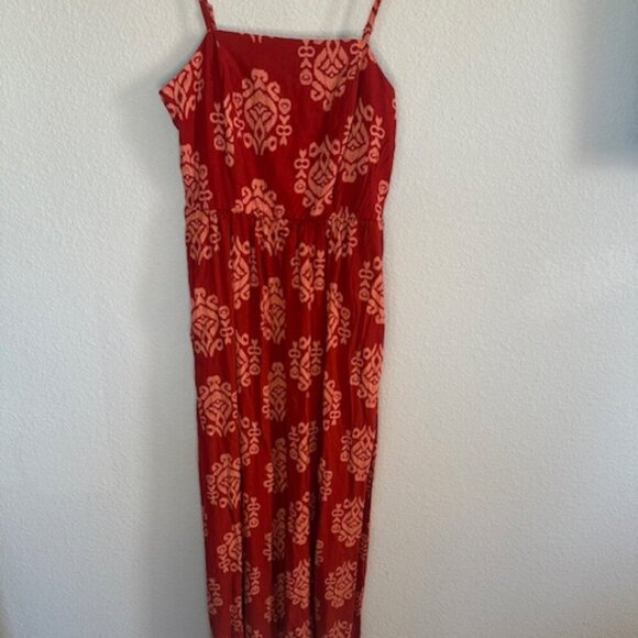 Juniors' As U Wish Brick Coral Square Neck Maxi Dress - Picture 2 of 7
